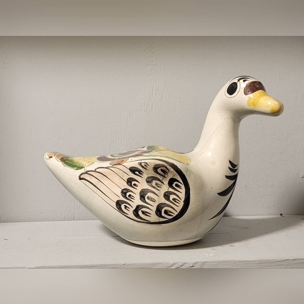 Hanpainted Tonala Style Pottery Duck